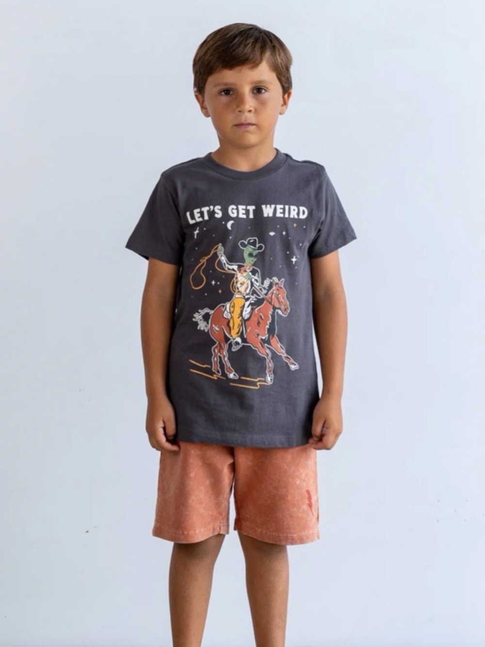 Tiny Whales Kids "Let's Get Weird" Black Graphic Short Sleeve Tee